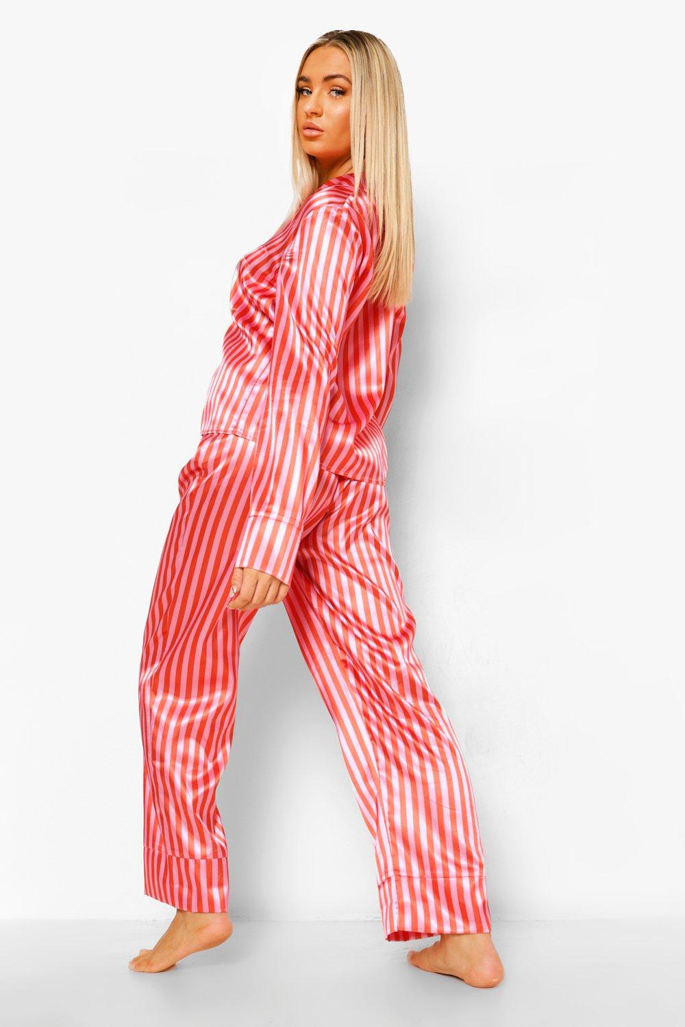 Boohoo pink stripe online pjs